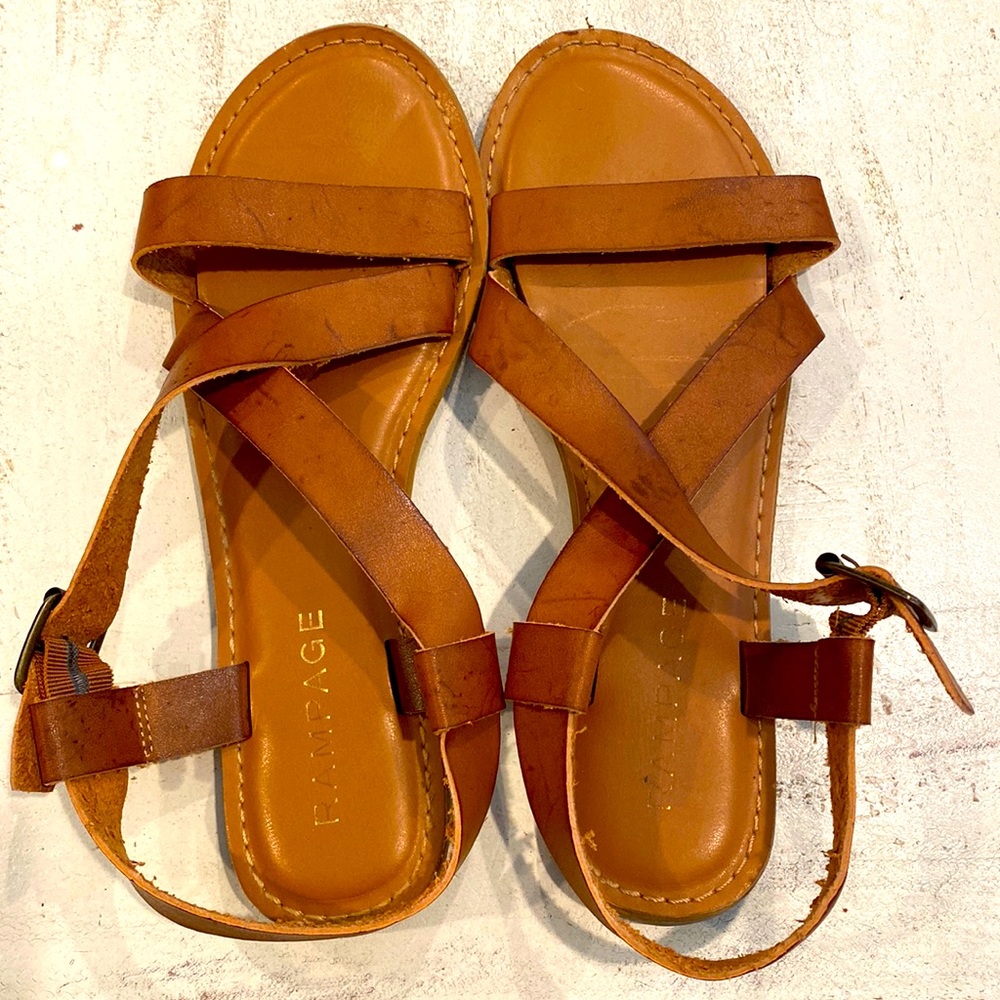 Rampage brown leather sandals, size 8. Good condition